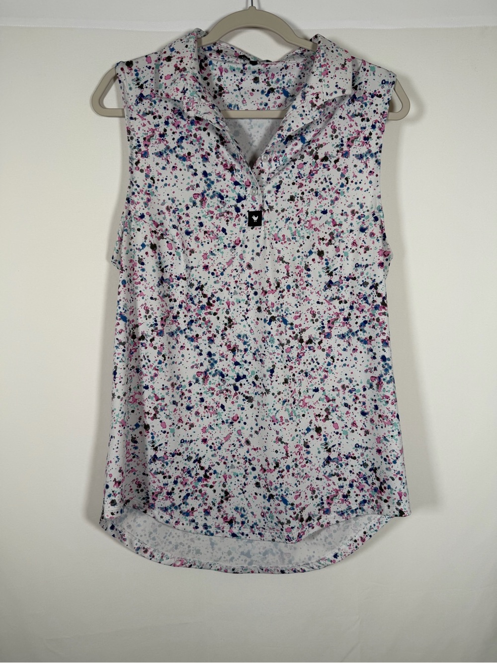 Bad Birdie Paint Splatter 3 Sleeveless Polo - Golf, Preppy, Tennis, Pickleball